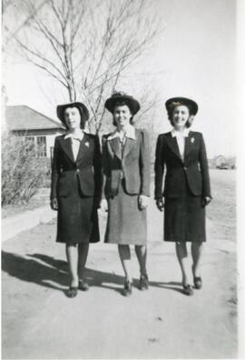 Joyce Keely, Betty Keely, and Joan Britney in Biggar, Saskatchewan