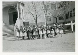 Children In Front of St. Margaret's School in Biggar, Saskatchewan