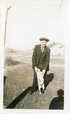John Lee and A Dog in Biggar, Saskatchewan