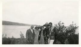 Mr.Skinner, Lily Murray, Alice Barnett, Mrs. Whittrak, and Carl Tupper at Skinners Lake, Saskatch...