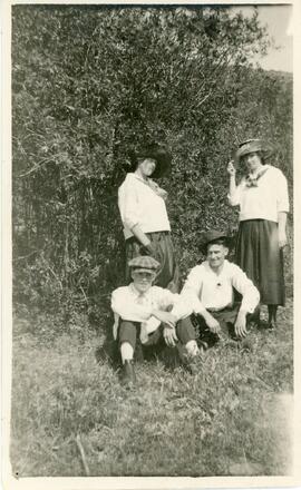 Helen Fowler, Edith Randall, Bill Holland, and Harry Foster in Biggar, Saskatchewan
