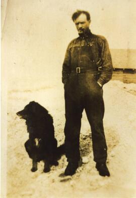 Unknown Man and Dog in Biggar, Saskatchewan