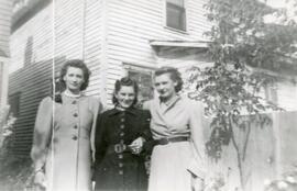 Hilda Brown, Ellen Lusk, and Jean Brown in Biggar, Saskatchewan