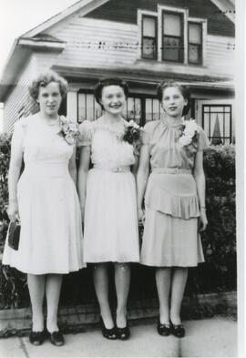 Phyllis Brennon, Evalynne Mann, and Bernilda Pernitsky in Biggar, Saskatchewan