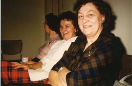 Eileen Yaxley, Alice Kaluzy, and Evelyn Norgord in Biggar, Saskatchewan