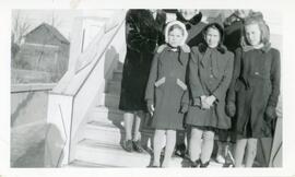 A Group of Girls in Front of The United Church in Biggar, Saskatchewan