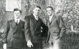 Laurie Dunber, Ernie Todd, and Walter Shakotko in Biggar, Saskatchewan