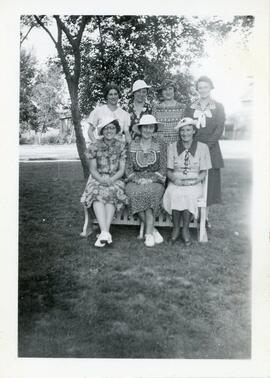 Effie Porteous, Blanch Frampton, Connie Robinson, and Lulu Holland in Biggar, Saskatchewan