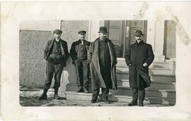 Four Men In Front Of The Canadian Bank Of Commerce In Biggar, Saskatchewan