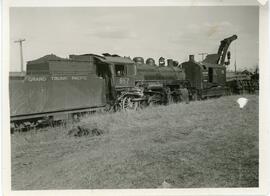 "G.T.P. Steam Engine #857 and Wrecking Crane"