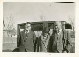 Mr. Edwards, Mrs. Clara Shaw, Dr. S.E. Shaw in Biggar, Saskatchewan