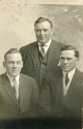 Mr. Harvey Scott, Mr. Calver, and Mr. Jim Calvert in Biggar, Saskatchean