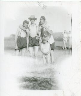 A group of swimmers near Biggar, Saskatchewan