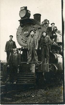 Men Standing On Steam Engine #866