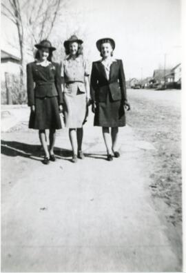 Shirley Brown, Ruth Dunbar, and Alice Dickson in Biggar, Saskatchewan
