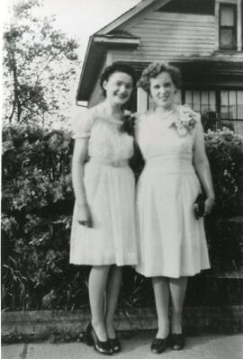 Evalynne Mann and Phyllis Brennan in Biggar, Saskatchewan