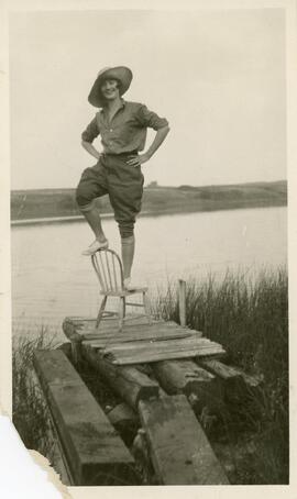 A Woman on A Dock at Skinner Lake, Saskatchewan