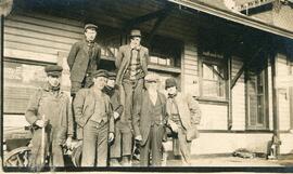 A Group of Men in Front of the CN Train Station in Biggar, Saskatchewan