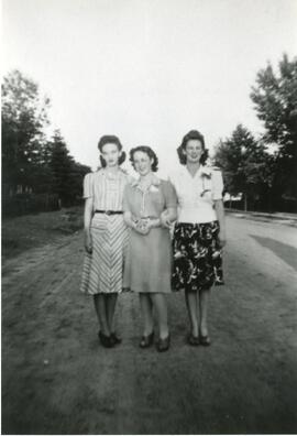 Joanne Hunter, Myrna Plaxton, and Bernice Holliday in Biggar, Saskatchewan