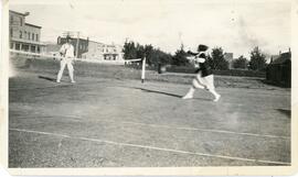 "O.J. Rowe and Marnie Frampton Playing Tennis" in Biggar, Saskatchewan
