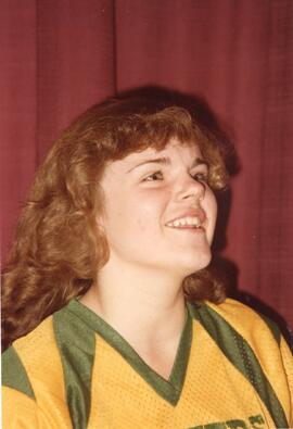 A BCHS Blazers Girls Basketball Team Member at the SHSAA Provincial Championship of 1980-81