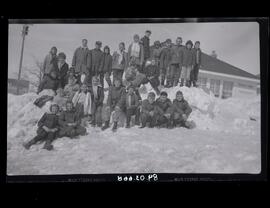 Children On Snowbank At Bushville School