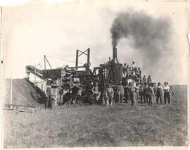 Men posing with early day trencher