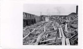 City Transit car barns after fire, January, 1948