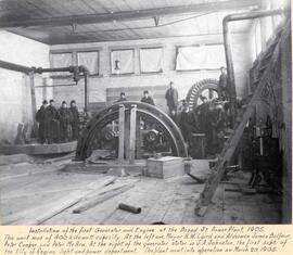 Installation of the first generator and engine at the Broad Street Power Plant