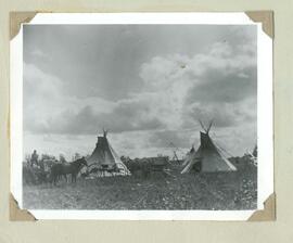 First Nation camp with horse and cart