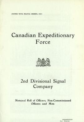 Canadian Expeditionary Force 2nd Divisional Signal Company - Nominal Roll of Officers, Non-Commis...