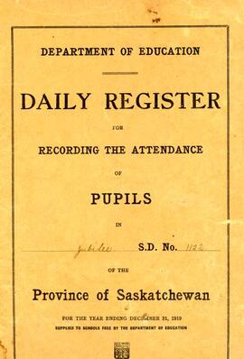 Daily attendance register for Jubilee SD# 1122 in 1919