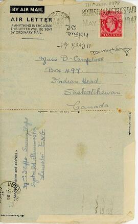 Letter from Mrs. J. C. Iliffe to Miss D. Campbell 1947