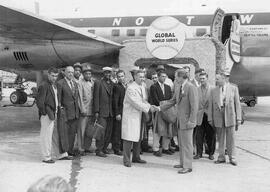 North Battleford Beavers arrive at the 1956 Global World Series.