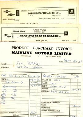 Invoices for five vehicles
