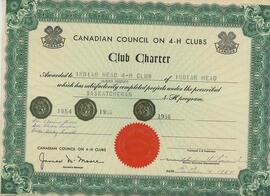 Indian Head 4H Club Charter (1954 - 1956)