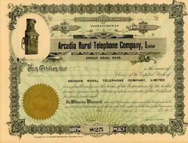 Certificate for Five Shares in Arcadia Rural Telephone Company