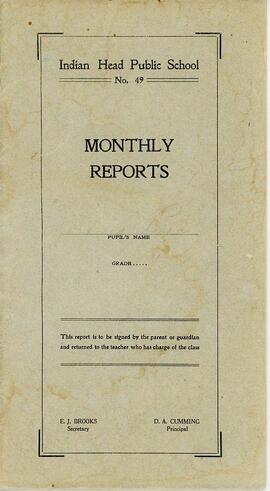 High School Monthly Student Report 1927 - 1928