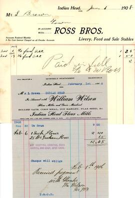 Financial invoices and statements from John Leslie Brown