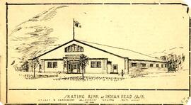 Architectural drawing of old skating rink (newsclipping)
