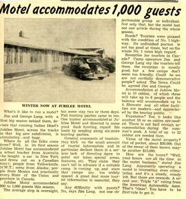Motel accommodates 1,000 guests - newsclipping