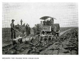 Breaking the prairie with a steam plow