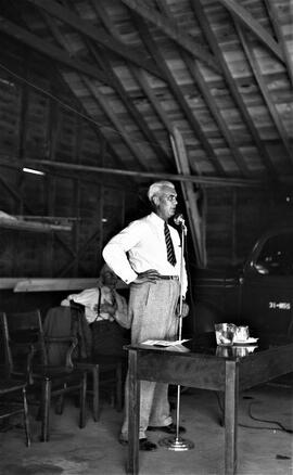 Mr. J. Roe Foster, Regina, Speaking at the Field Day, 1950.