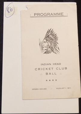 Program for the Indian Head Cricket Club Ball
