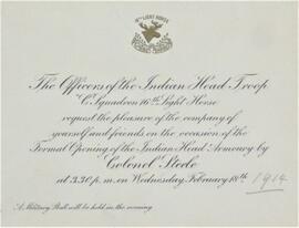 Invitation to the Opening of the Indian Head Armory