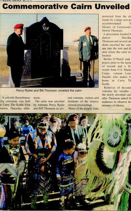 Commemorative Cairn Unveiled - Newspaper Article