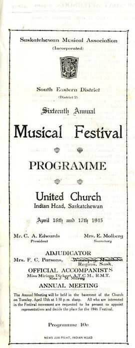 Sixteenth Annual Music Festival Programme - 1945