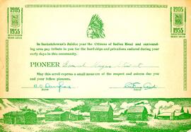 Pioneer Certificate to Samuel Hayes Stewart