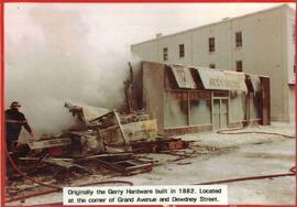 Destruction by fire of former Gerry Hardware store - after the fire