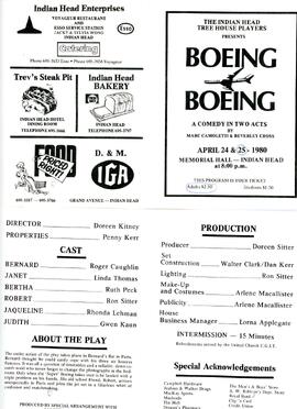 Program/ticket to the play "Boeing Boeing"